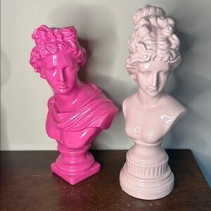 Pink and Cream Bust Statues